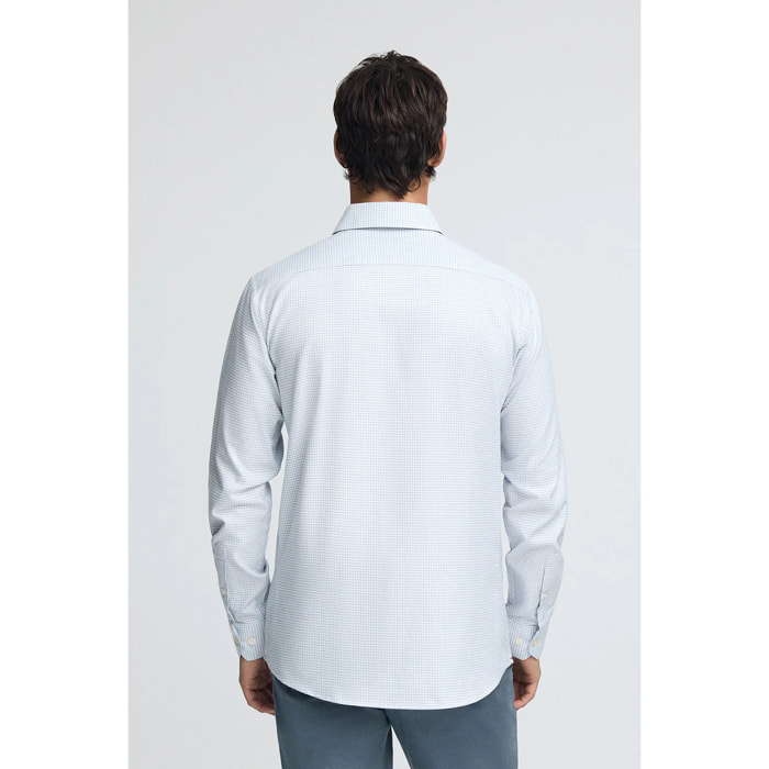 Camicia blu chiaro slim fit a quadri vichy con logo Rigby Go