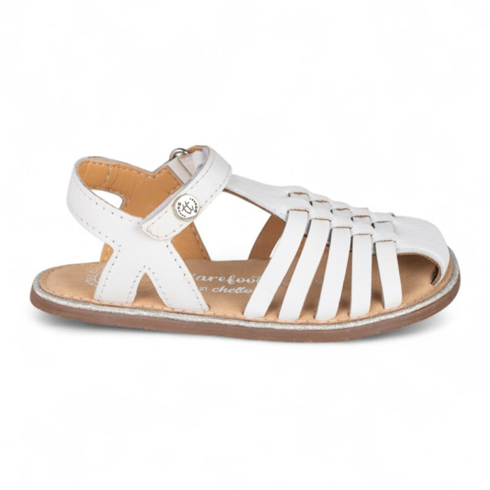 SANDALIA BAREFOOT PIEL CHETTO CANGREJERA TRENZADA BLANCO