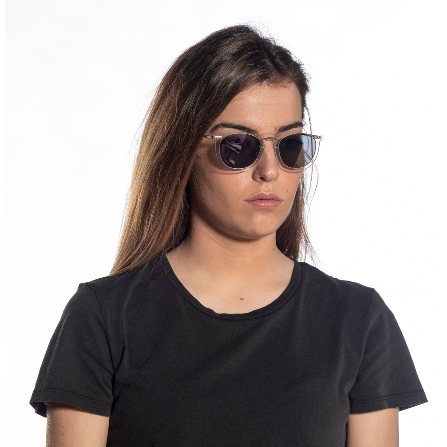 Gafas de sol OCEAN BERLIN - Blanco transparente / Espejada rosa y patillas de metal dorado mate