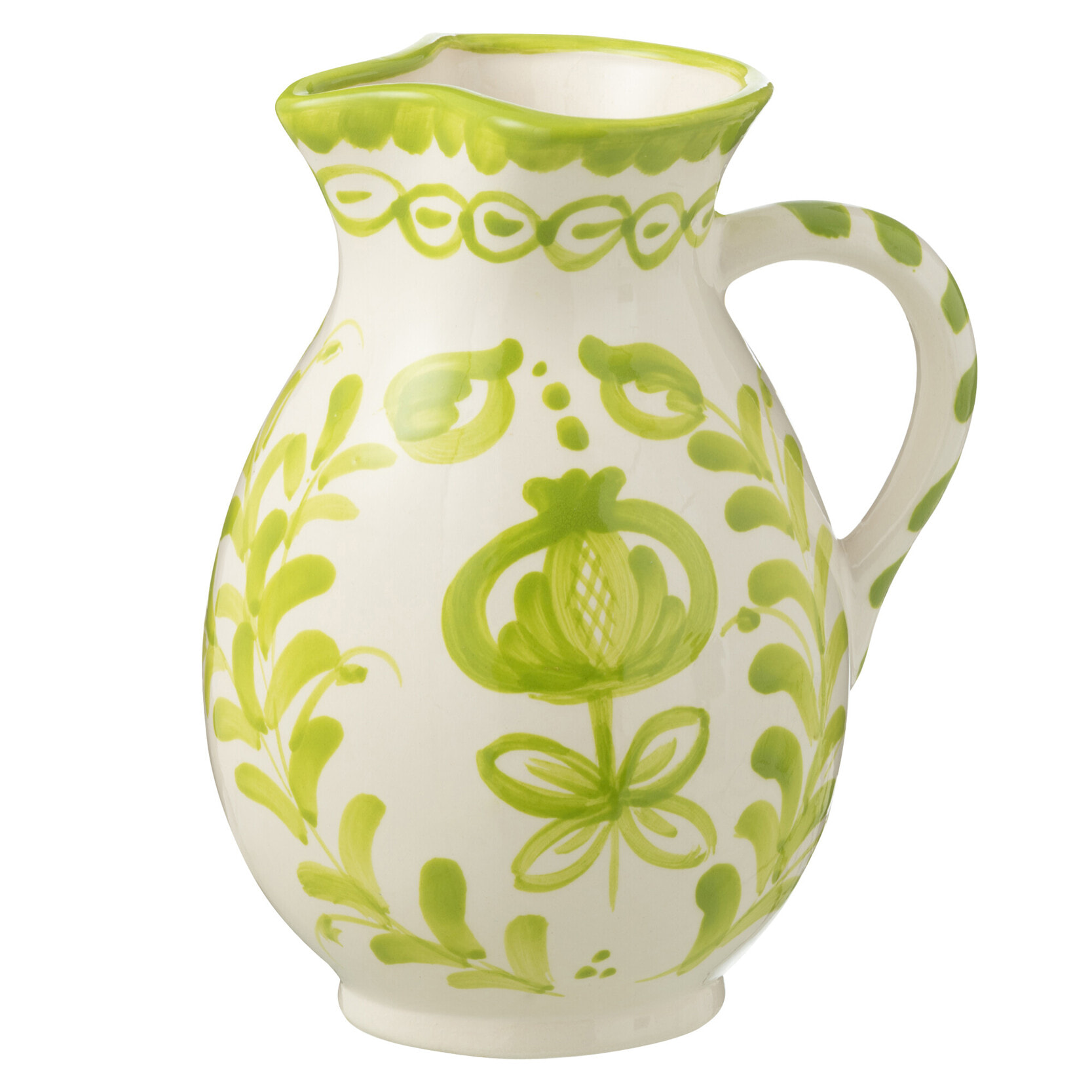 J-Line cruche Granada - céramique - blanc/vert - medium