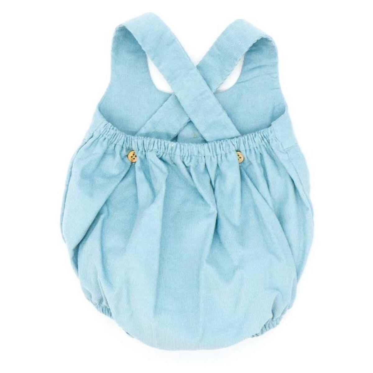 Peto con gomitas y botones pana azul