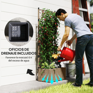 Jardinera con Enrejado de Ratán Jardinera Exterior Grande con Enrejado 2 Macetas Extraíbles para Plantas Trepadoras para Jardín Patio Terraza 57x30x150 cm Natural