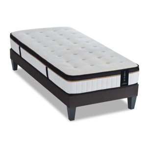 Ensemble Matelas Émeraude & Sommier Kit Tissu, Mémoire de Forme & Air System, 24 cm, Accueil Moelleux, Soutien Ferme