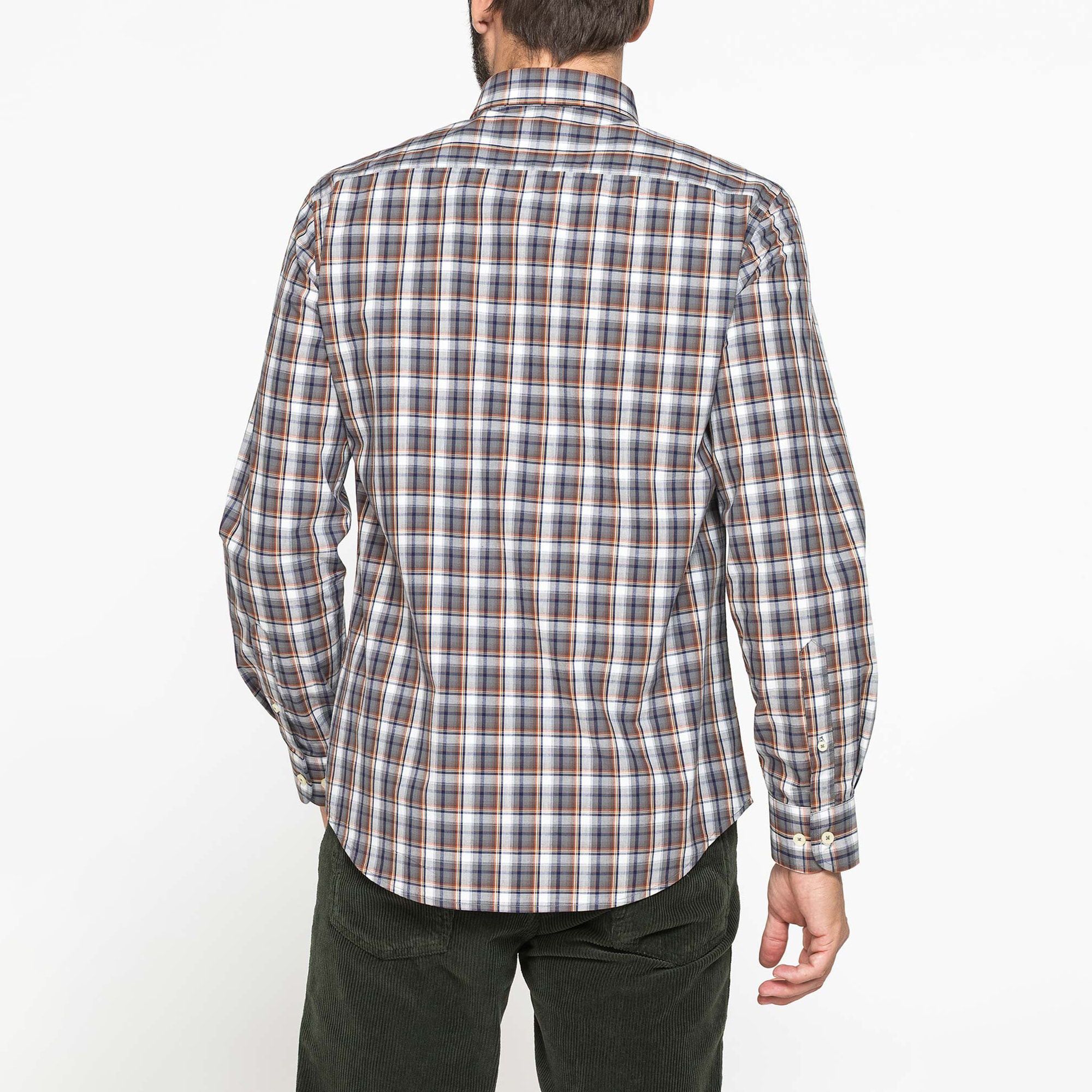 CAMICIA FANTASIA TINTO FILO CON COLLO BUTTON-DOWN