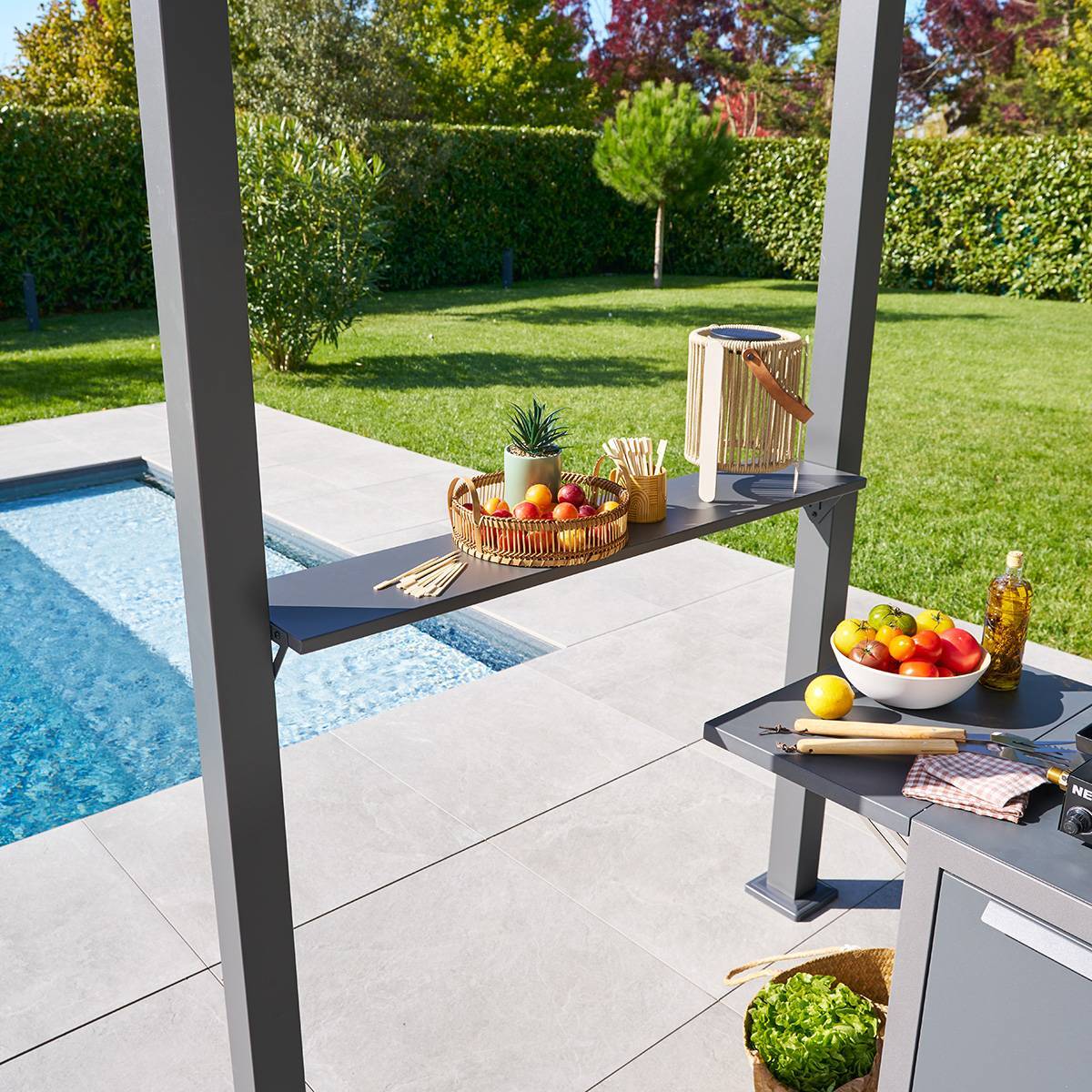 Abri à barbecue Grily gris graphite acier et aluminium