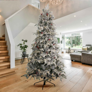 Sun LED - Albero di Natale con neve e decorazioni, luci LED Ø127x210H, 916 rami