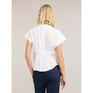 Motivi - Camisa de lino con pliegues - Blanco