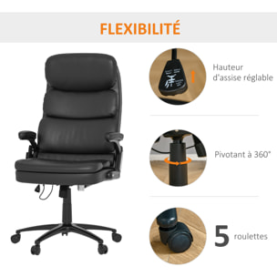 Fauteuil de bureau direction massant 6 points inclinable réglable synthétique noir