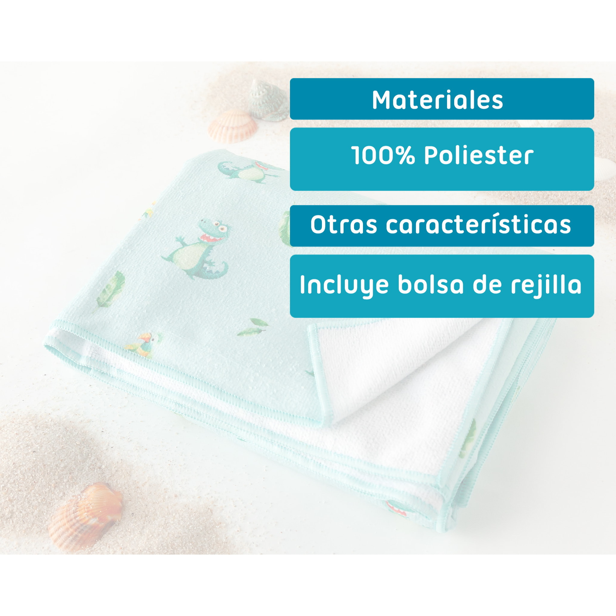 TOALLA PLAYA MICROFIBRA COCODRILO VERDE