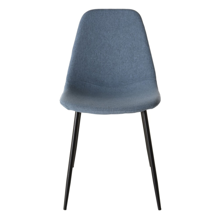 TOM - Lot de 2 chaises tissu bleu pieds métal noirs