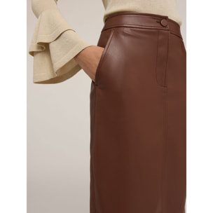 Motivi - Gonna a tubino in tessuto spalmato - Marrone
