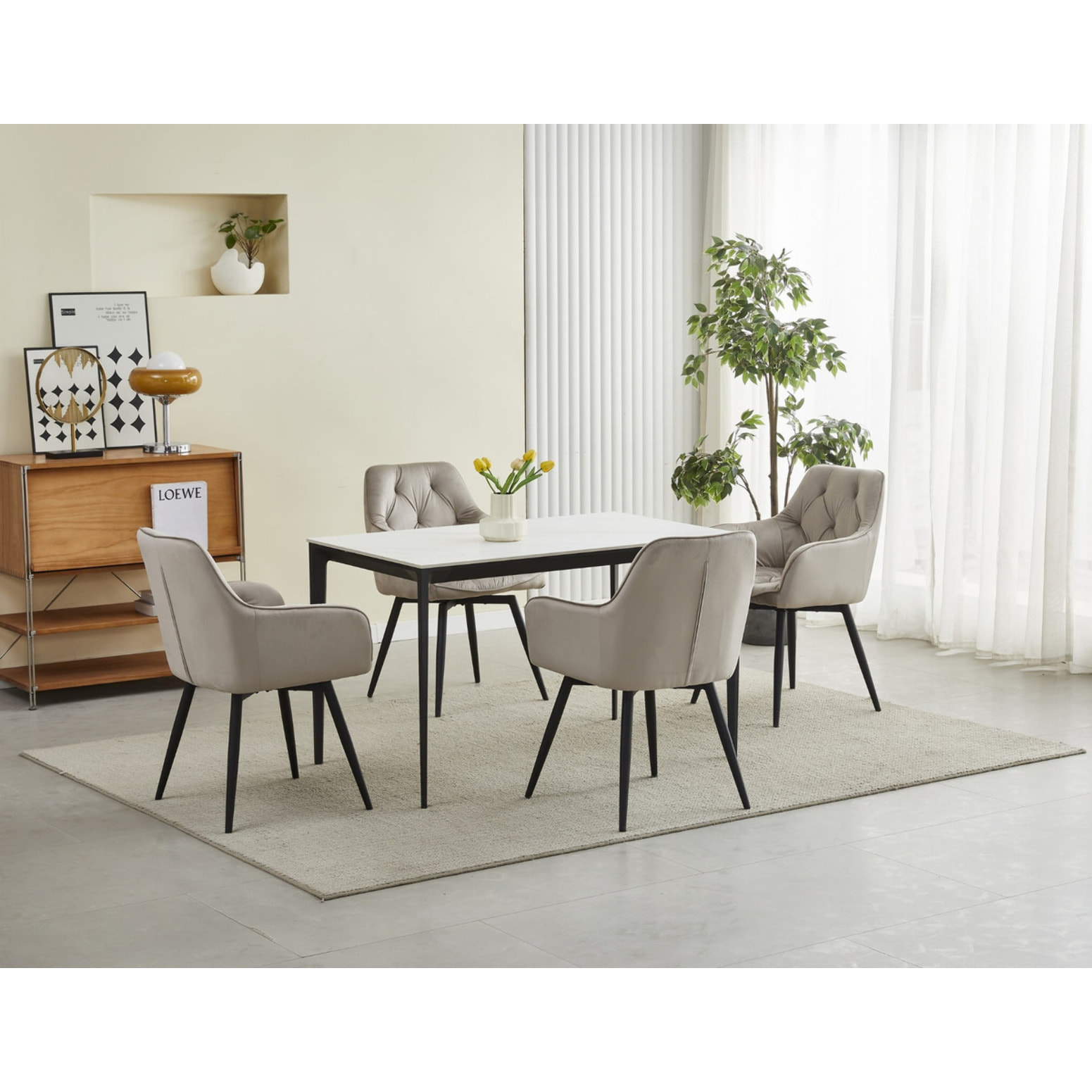 Poltrona girevole Jork 360 in velluto beige scuro