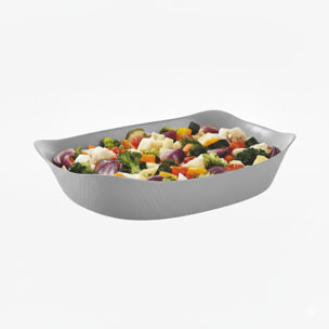 Plat rectangulaire gris 30x22 cm en opale - Smart Cuisine Wavy Granit - Luminarc