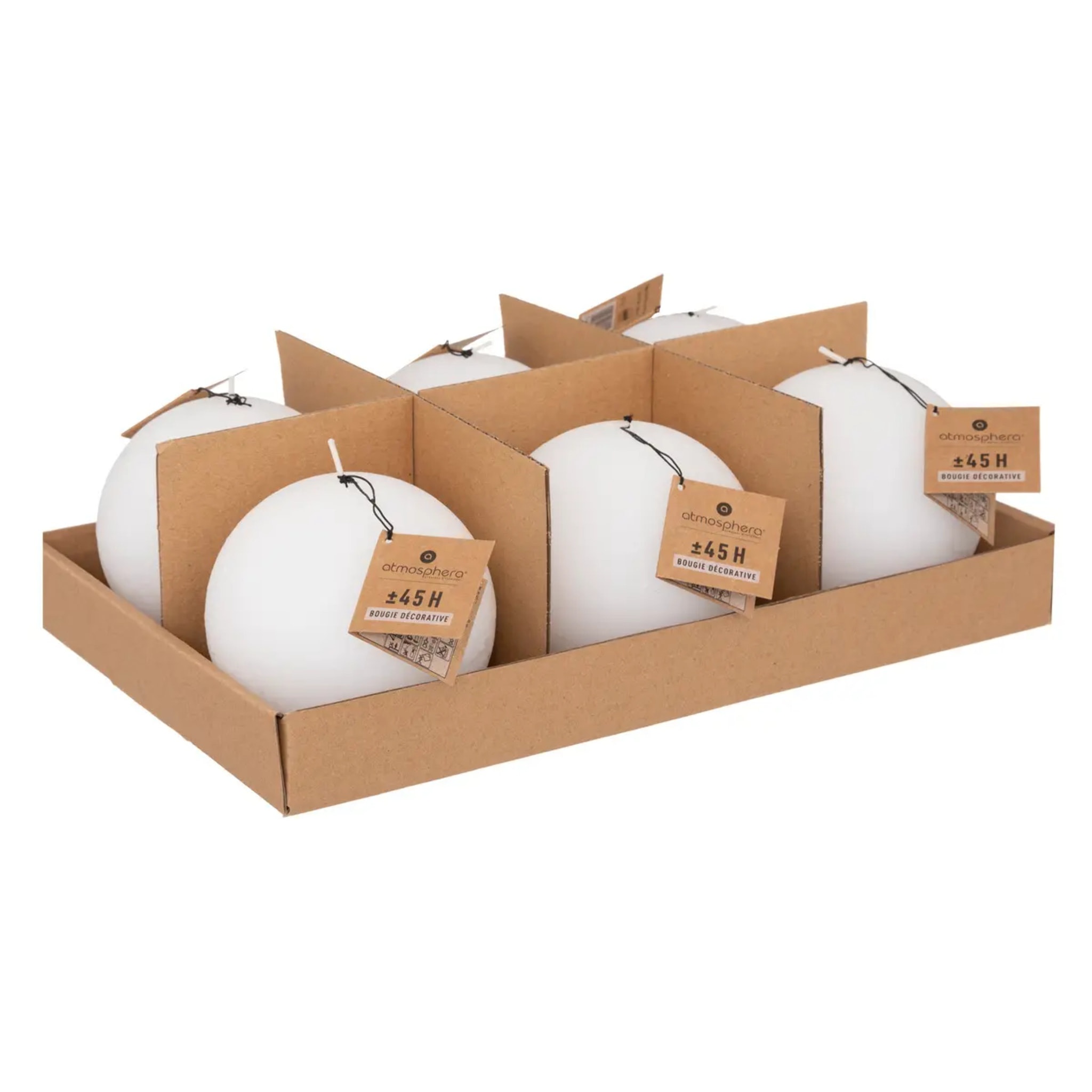 Bougie boule rustique "Olia" blanc 445g