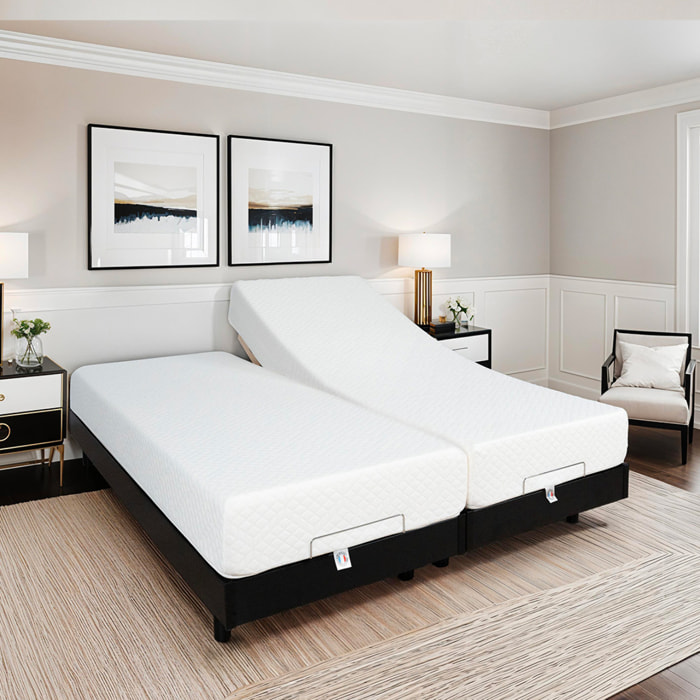 Ensemble Matelas Absolu & Sommier Électrique Flex, 21 cm, Mémoire de Forme, Technologie Bi-Lattes, Confort Personnalisé, Soutien Équilibré, Télécommande Filaire