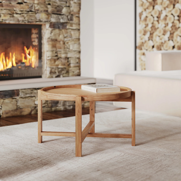 Table basse ronde en bois de teck recyclé D70 cm - Kouma