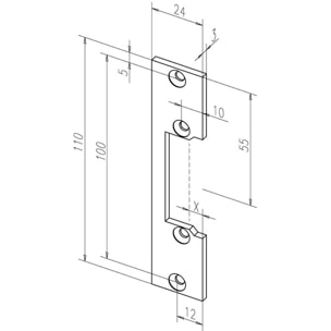 Têtière courte KL Acier inox 110mm EFF EFF pour gâche électrique 10635 - 0610635