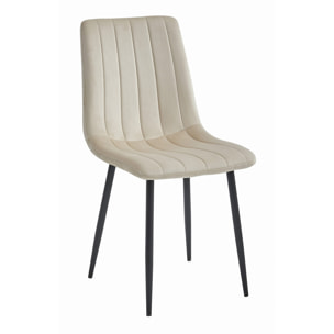 Set di 2 sedie Lava in velluto beige chiaro e metallo nero