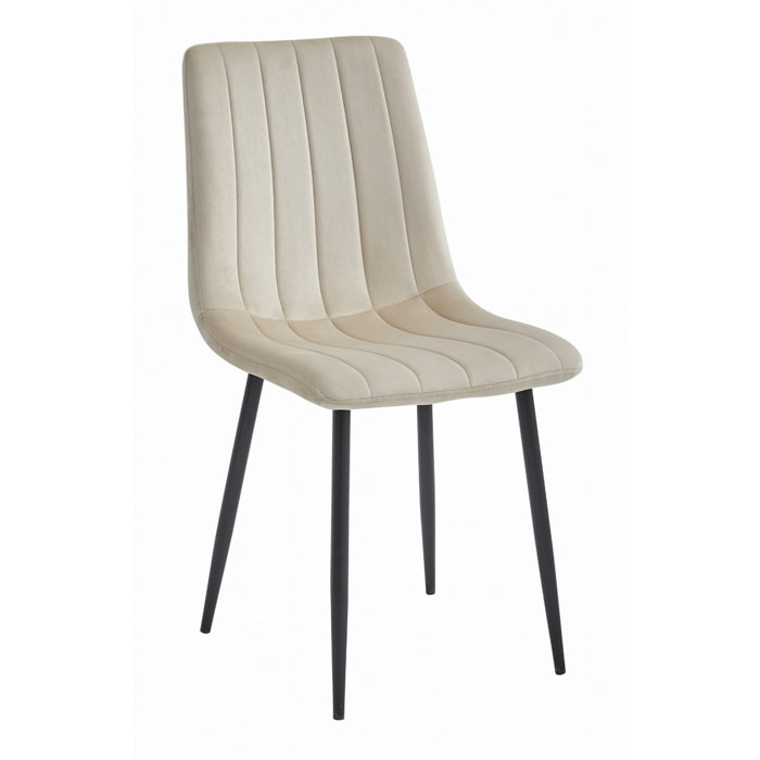 Set di 2 sedie Lava in velluto beige chiaro e metallo nero