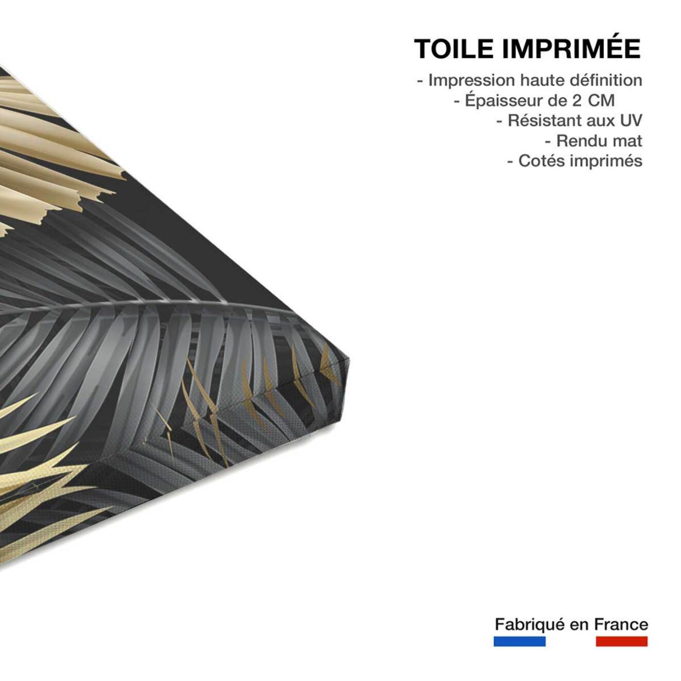 Tableau deco jungle feuillage or - 50x80cm Toile imprimée