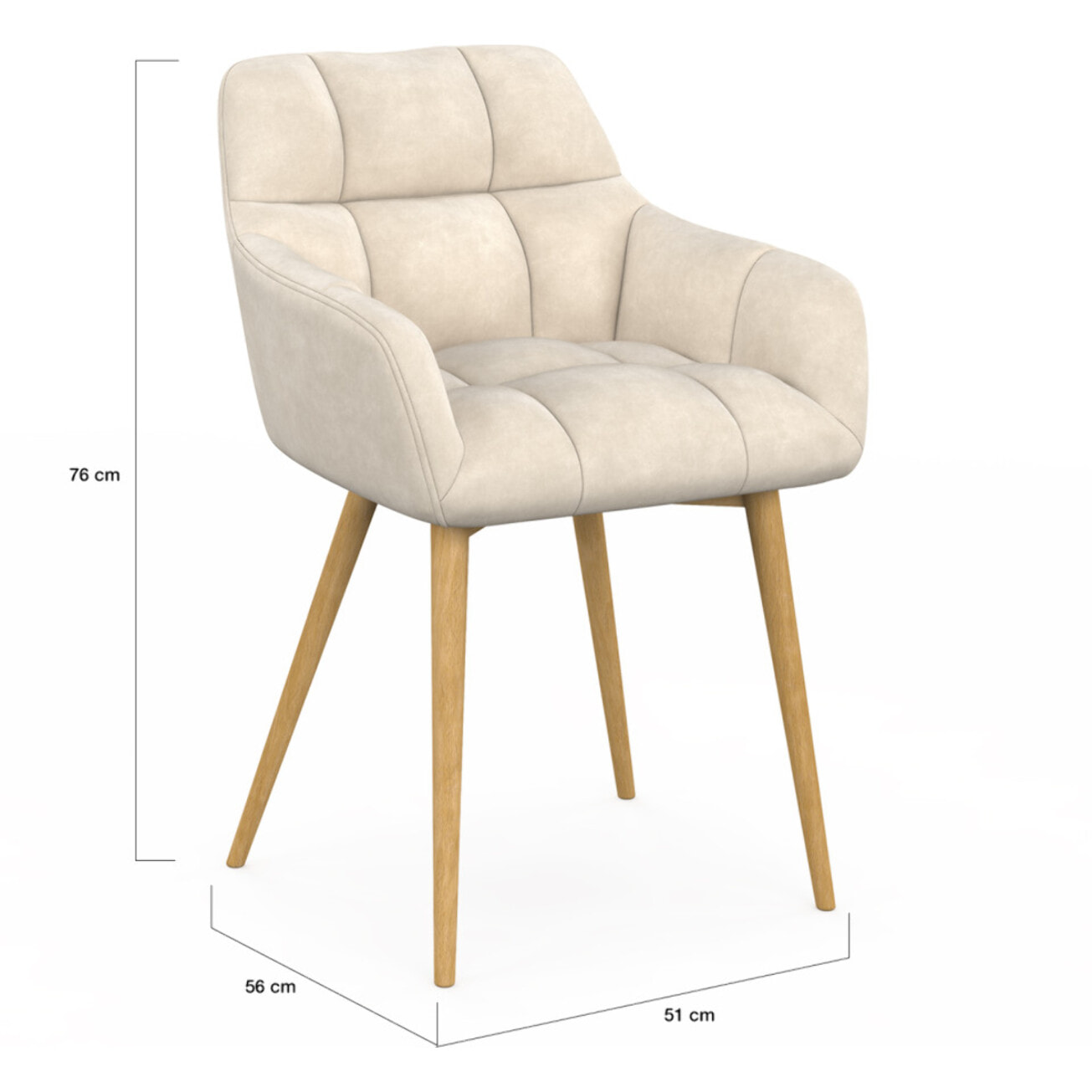 Chaises Bubble bouclette crème pieds effet bois - lot de 2