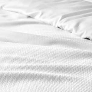 Housse de couette satin de coton motif jacquard blanc Vibrato blanc