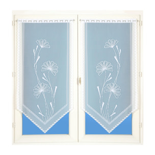 Paire de vitrages base découpée dentelle - Blanc