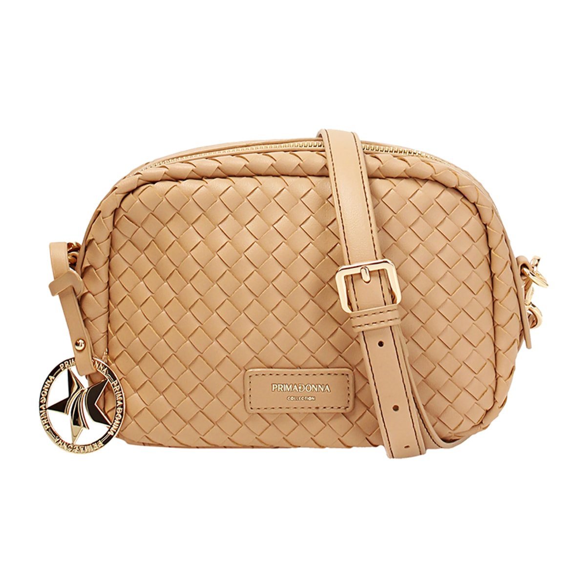 Mini bag donna beige intrecciata