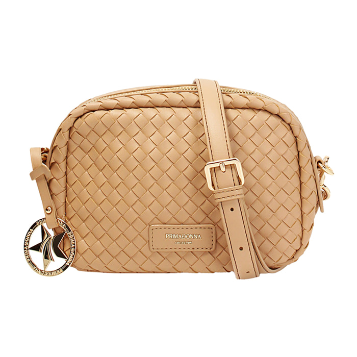 Mini bag donna beige intrecciata