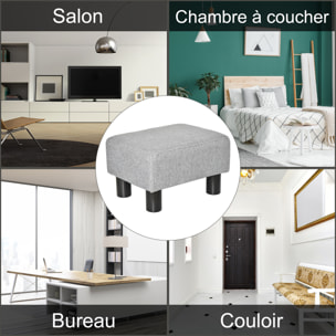 Repose-pied pouf tabouret style contemporain max. 150 Kg tissu gris clair chiné