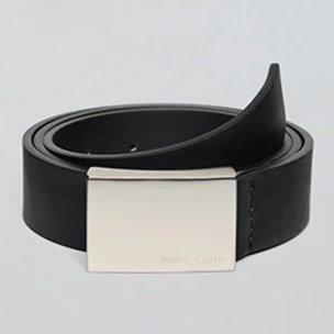 Cintura Bastian nera con fibbia in metallo e incisione Polo Club