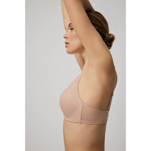 Reggiseno a triangolo imbottito senza ferretto con pizzo beige, coppe B e C