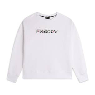 Felpa donna con cappuccio comfort fit con logo maculato