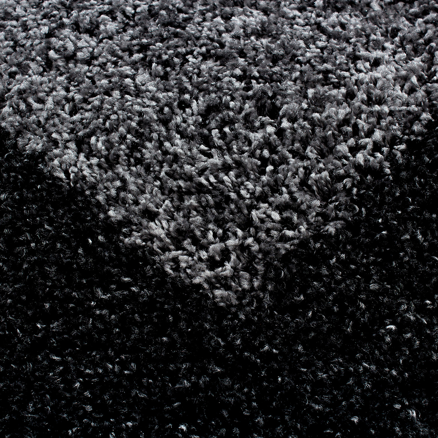 OTTA - Tapis rond shaggy à poils longs motif cadre Anthracite