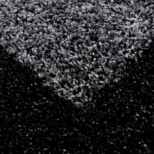 OTTA - Tapis rond shaggy à poils longs motif cadre Anthracite