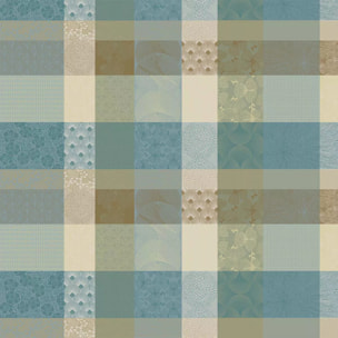 Nappe pur coton enduit motif jacquard bleu beige Mille zen ecume