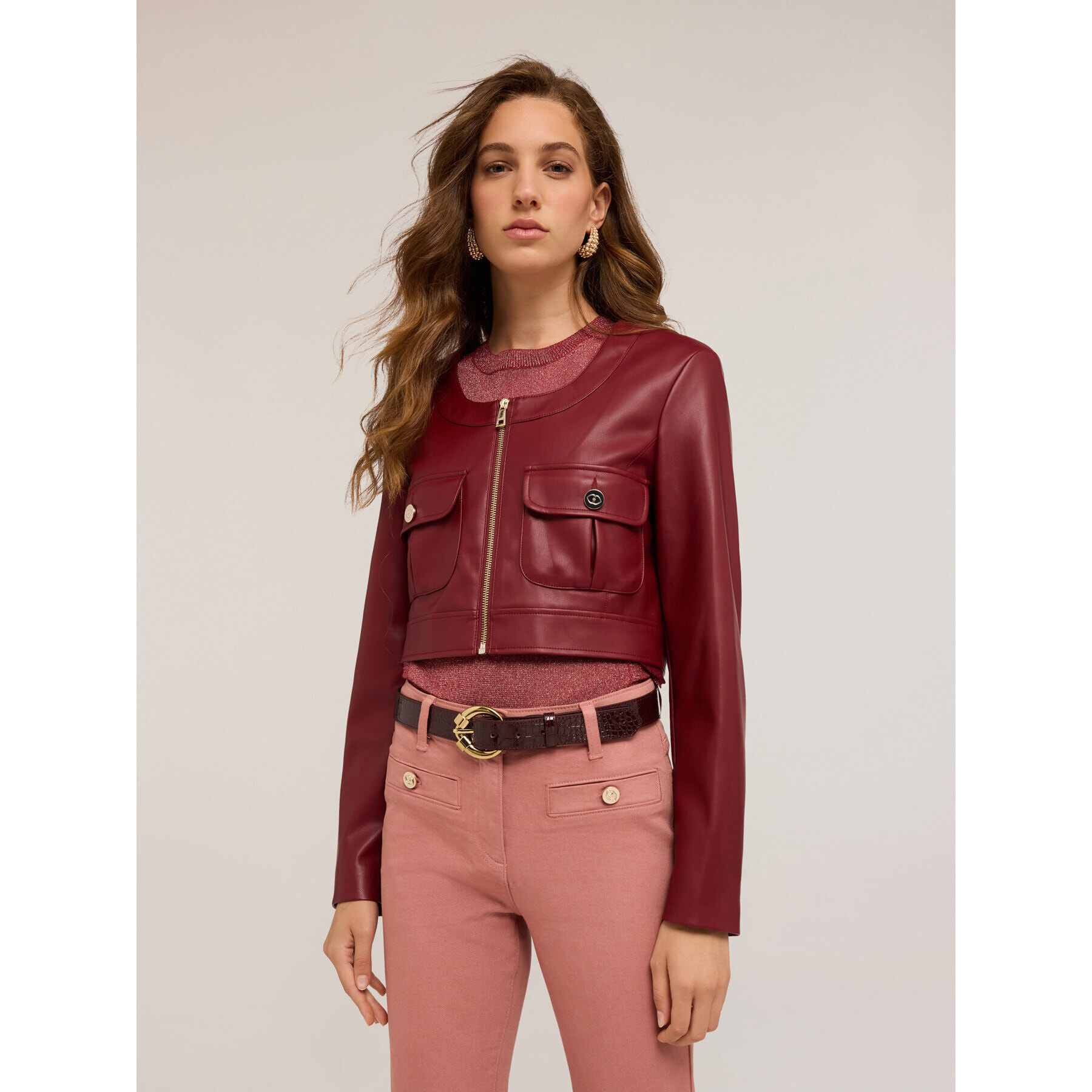 Motivi - Chaqueta corta en tejido revestido - Burgundy