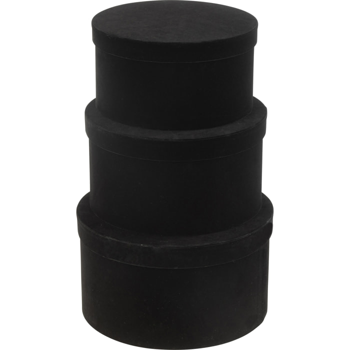 J-Line boîte Rond Plat - velours/papier - noir - 3 pcs