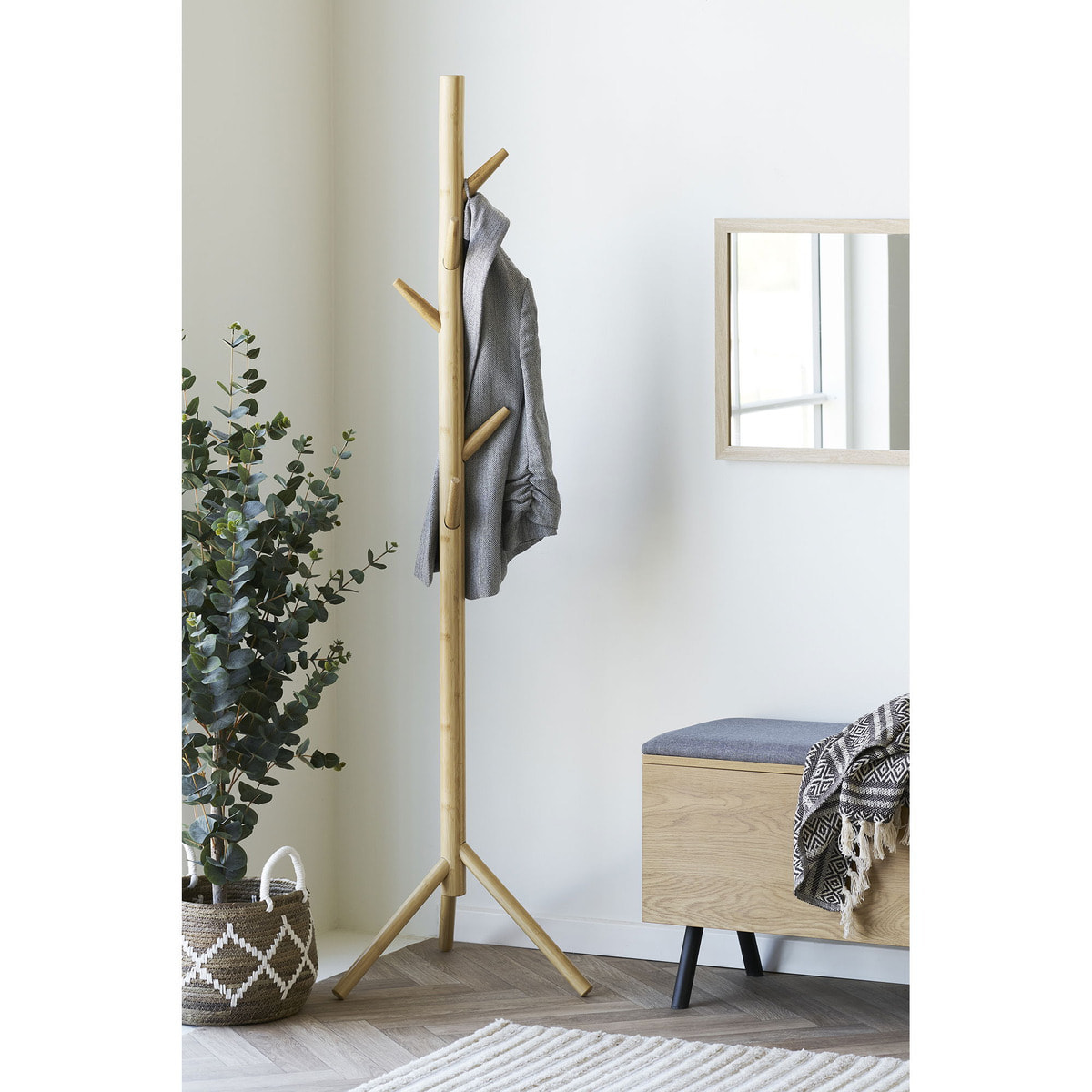 Appendiabiti Wanaka in bambù naturale a forma di albero 50x163 cm