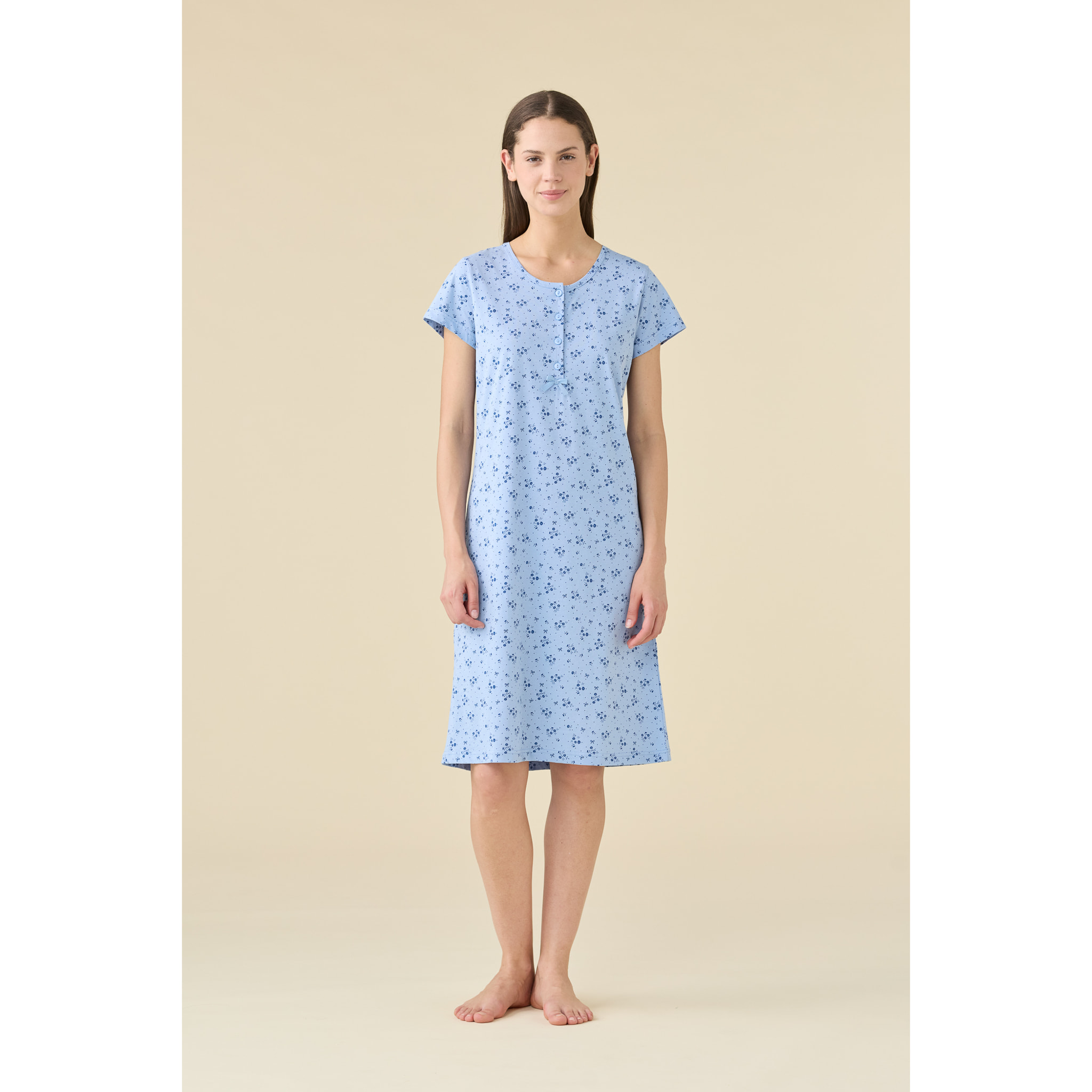 Camicia da notte donna estiva in cotone articolo flower. Noidinotte