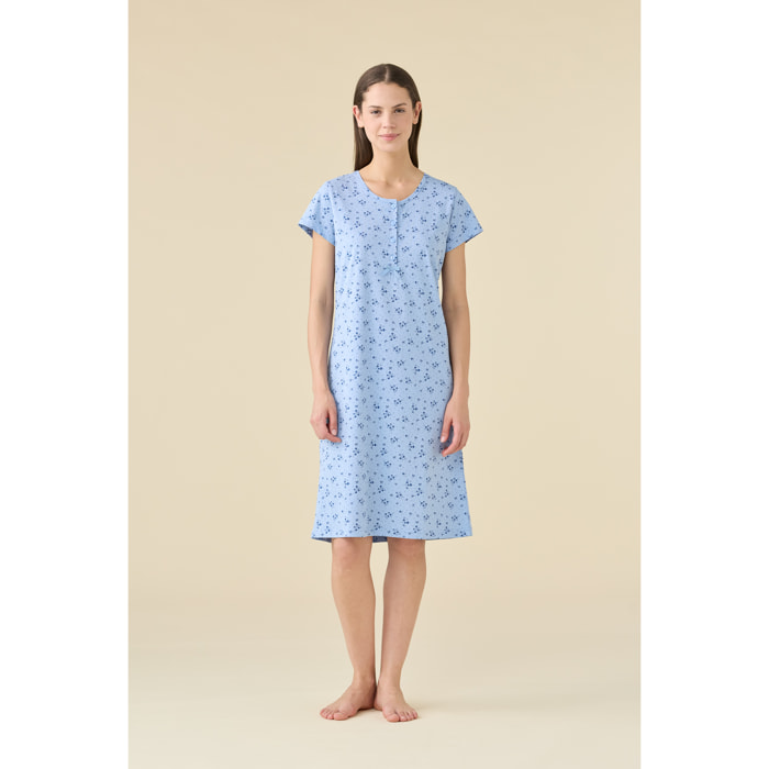 Camicia da notte donna estiva in cotone articolo flower. Noidinotte