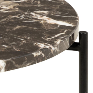 Tangara - Table d'appoint ronde en marbre ø42cm - Couleur - Marron