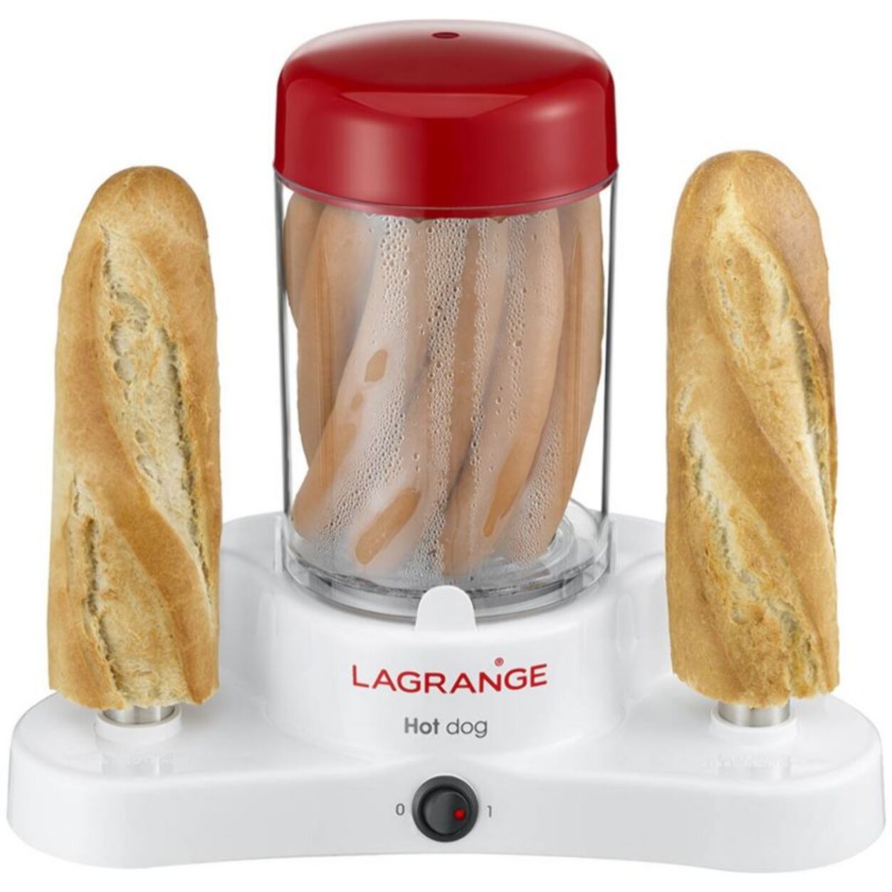 Appareil à Hot dog LAGRANGE 2 pics blanc rouge