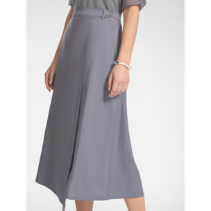 Elena Mirò - Falda midi asimétrica de lyocell - Gris