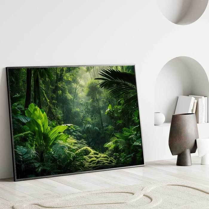 Affiche encadrée jungle verte Affiche + cadre en métal - Noir