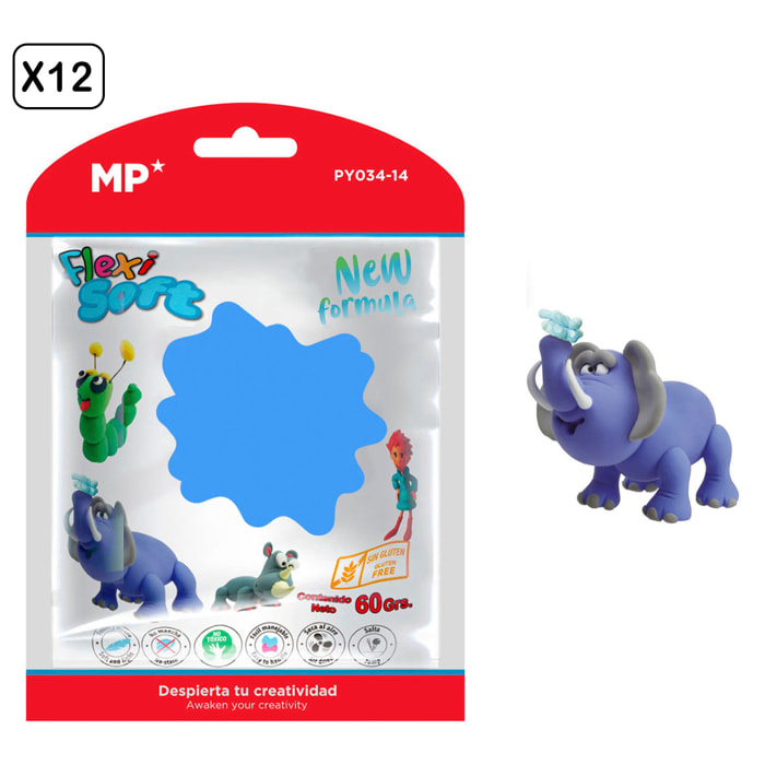 PACK 12 Uds. PASTA DE MODELAR 60 g AZUL MAR