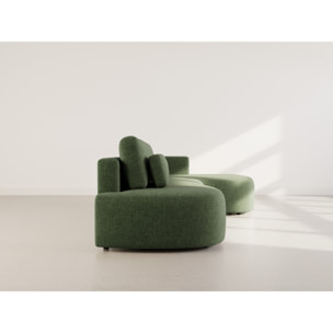 Mahina - canapé d'angle droit 4 places convertible avec coffre en tissu texturé - Vert