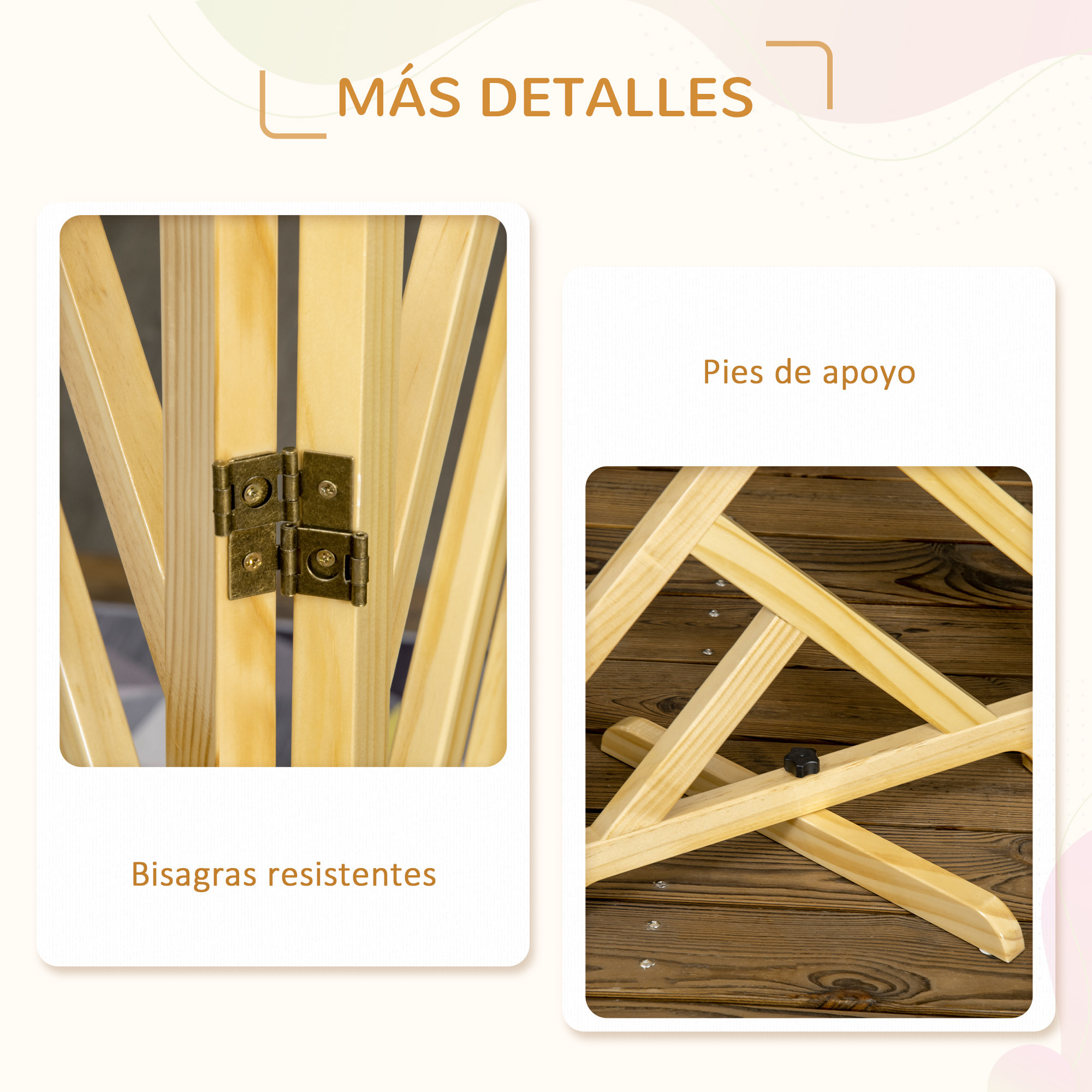 Barrera de Seguridad Plegable para Perros de 3 Paneles 181x35x76 cm Natural