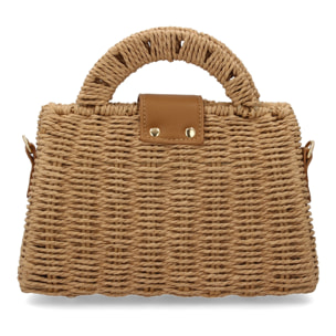 Bolso de hombro para mujer, material de rafia, diseño elegante y moderno ideal para verano