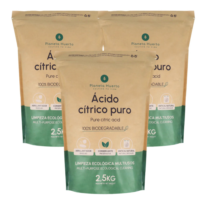 Pack 3xÁcido cítrico Planeta Huerto 2,5 Kg